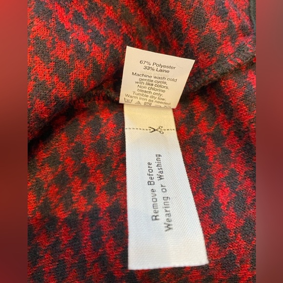 Madewell Red Black Brushed Houndstooth Hoodie size L - Picture 7 of 10